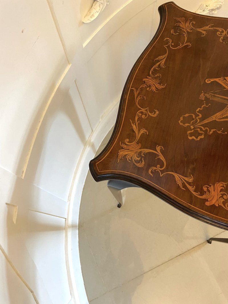 Superb Quality Antique Victorian Marquetry Inlaid Mahogany Lamp Table - Image 10